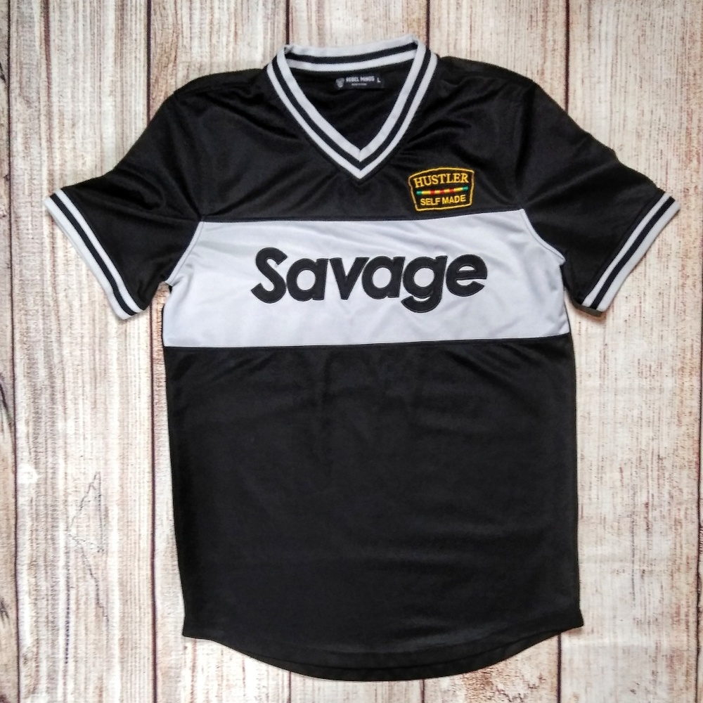 SAVAGE, V Neck shirt, sz: large
